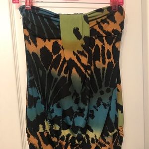 Charlotte Russe blue & brown animal print tube top